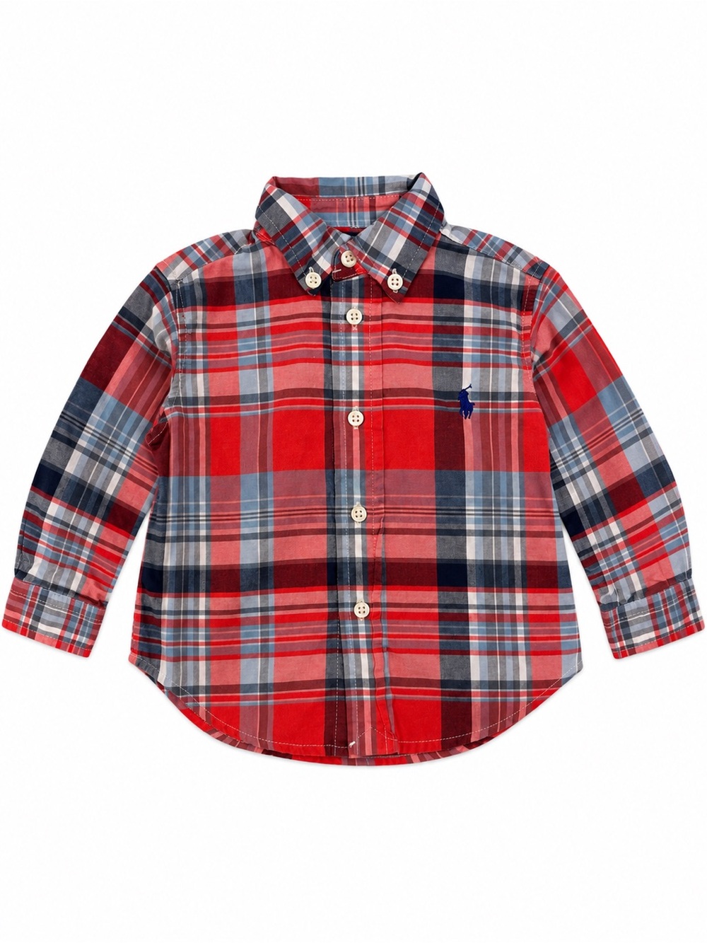Ralph Lauren 9M Red Blue White Plaid Button-Down Shirt